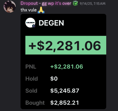 DEGEN trade screenshot